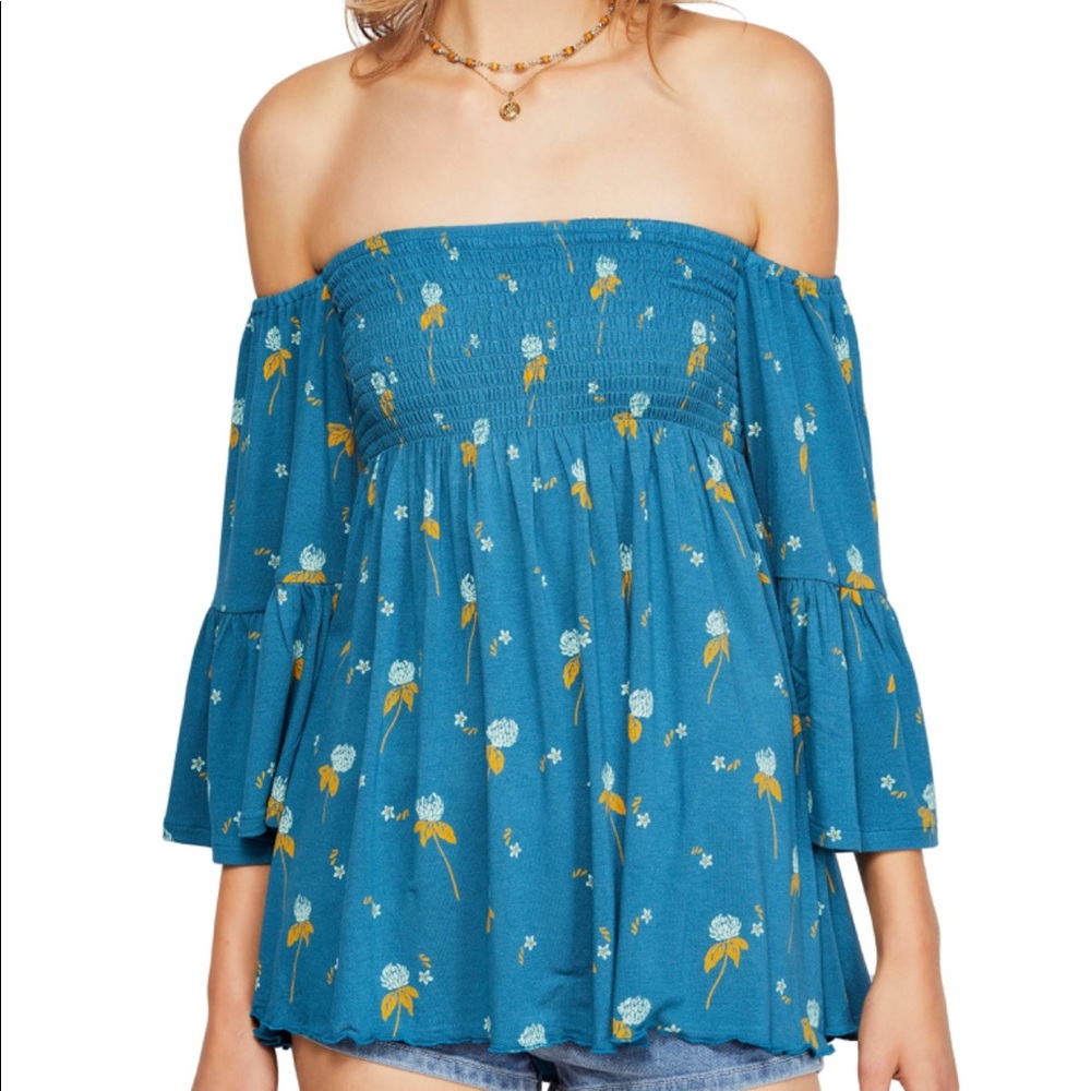 NWT Free People Lana Blouse Ocean Blue Tunic